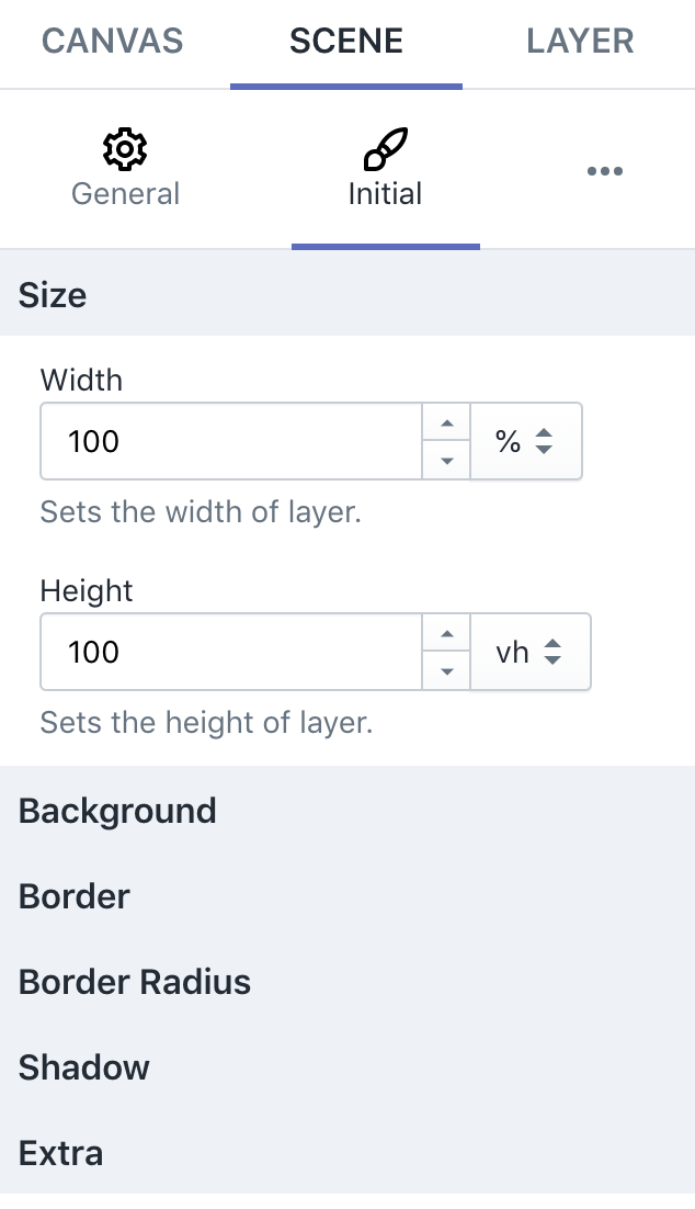 scene intial styles settings