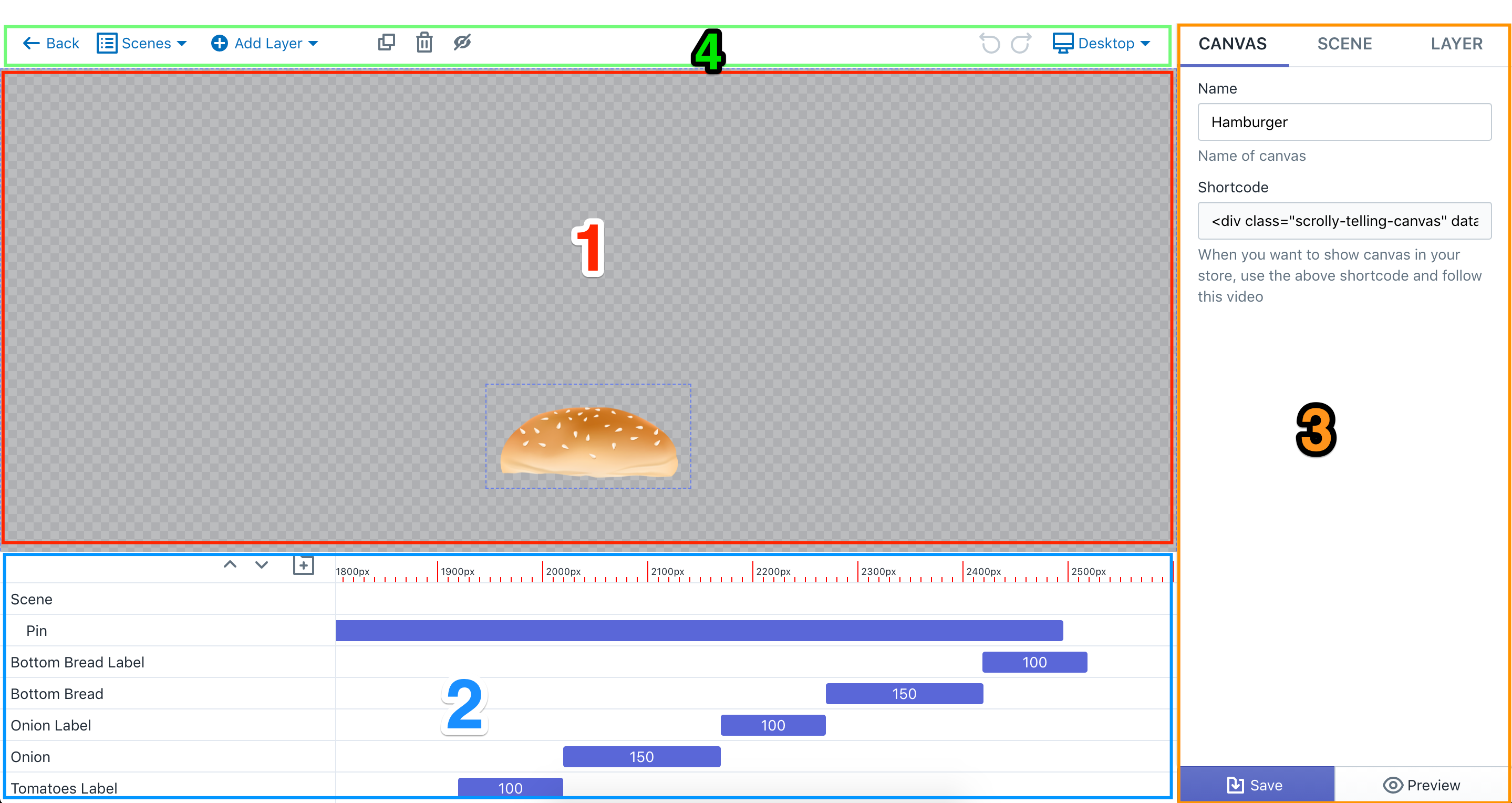 canvas editor sections
